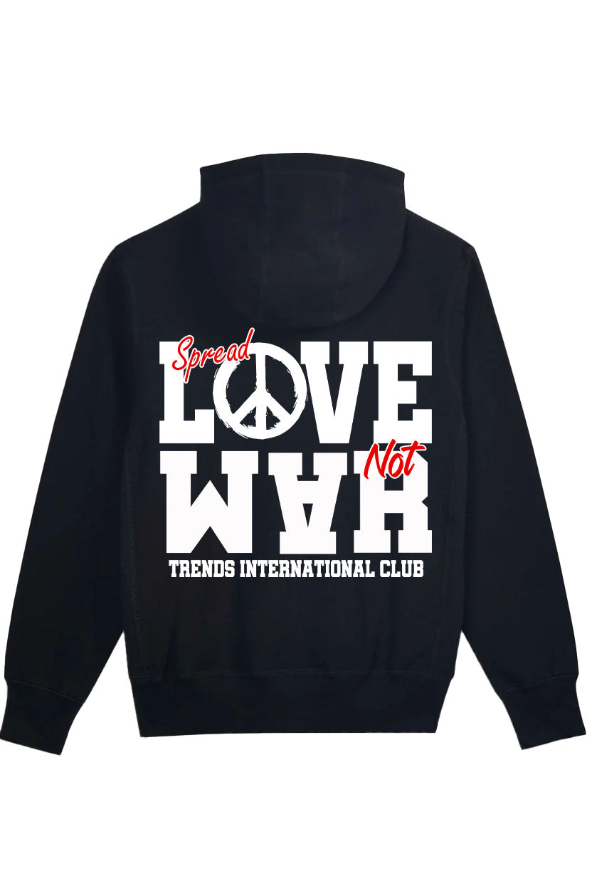 Spread Love Not War Zip-Up Hoodie Black
