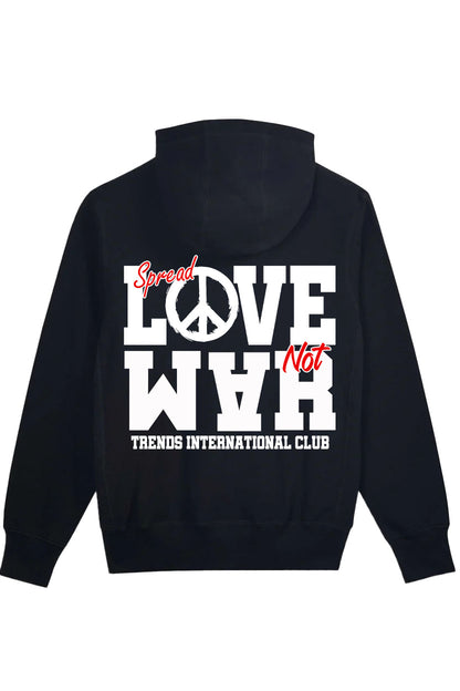 Spread Love Not War Zip-Up Hoodie Black