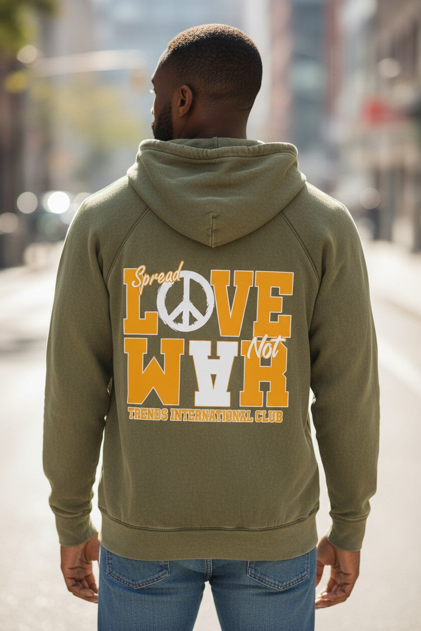 Spread Love Not War Hoodie Olive