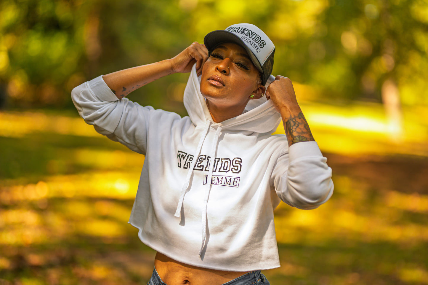 Trends Femme Crop Hoodie White
