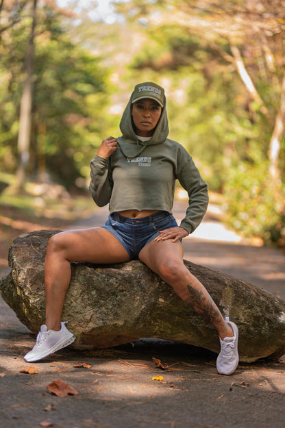 Trends Femme Crop Hoodie Olive