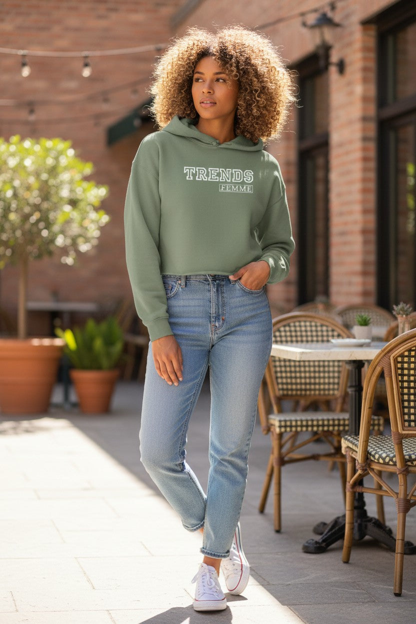 Trends Femme Crop Hoodie Olive