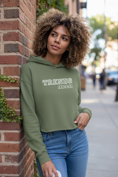 Trends Femme Crop Hoodie Olive