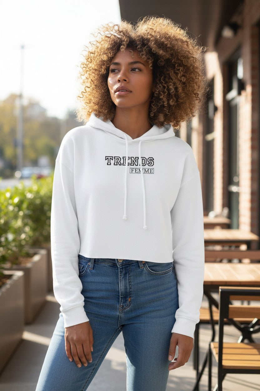Trends Femme Crop Hoodie White
